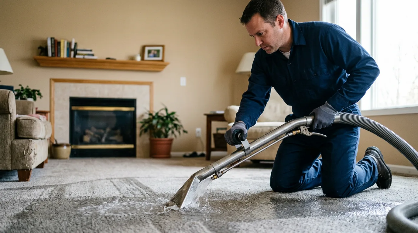 Water damage restoration technician working near Conrath, WI